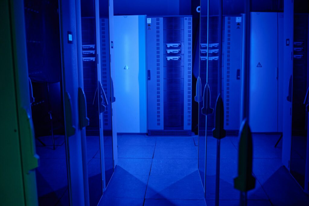 Data center with server racks